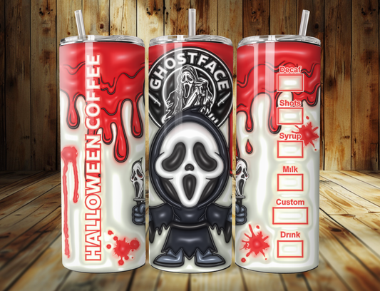 3D Red Ghostface Coffee Tumbler