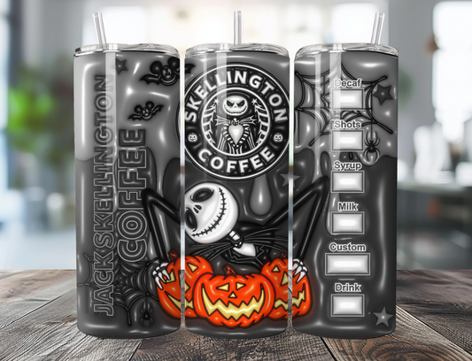 3D Pumpkin Skiellington Coffee Tumbler