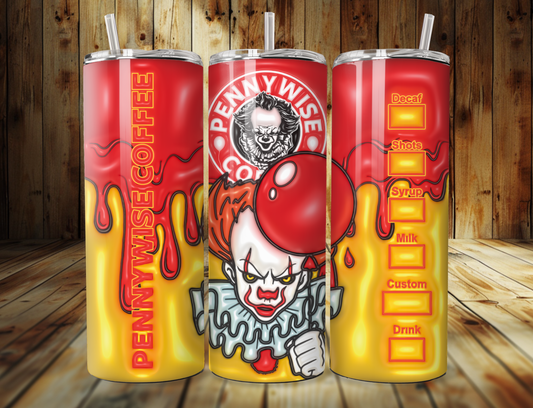 3D Red Pennywise Coffee Tumbler