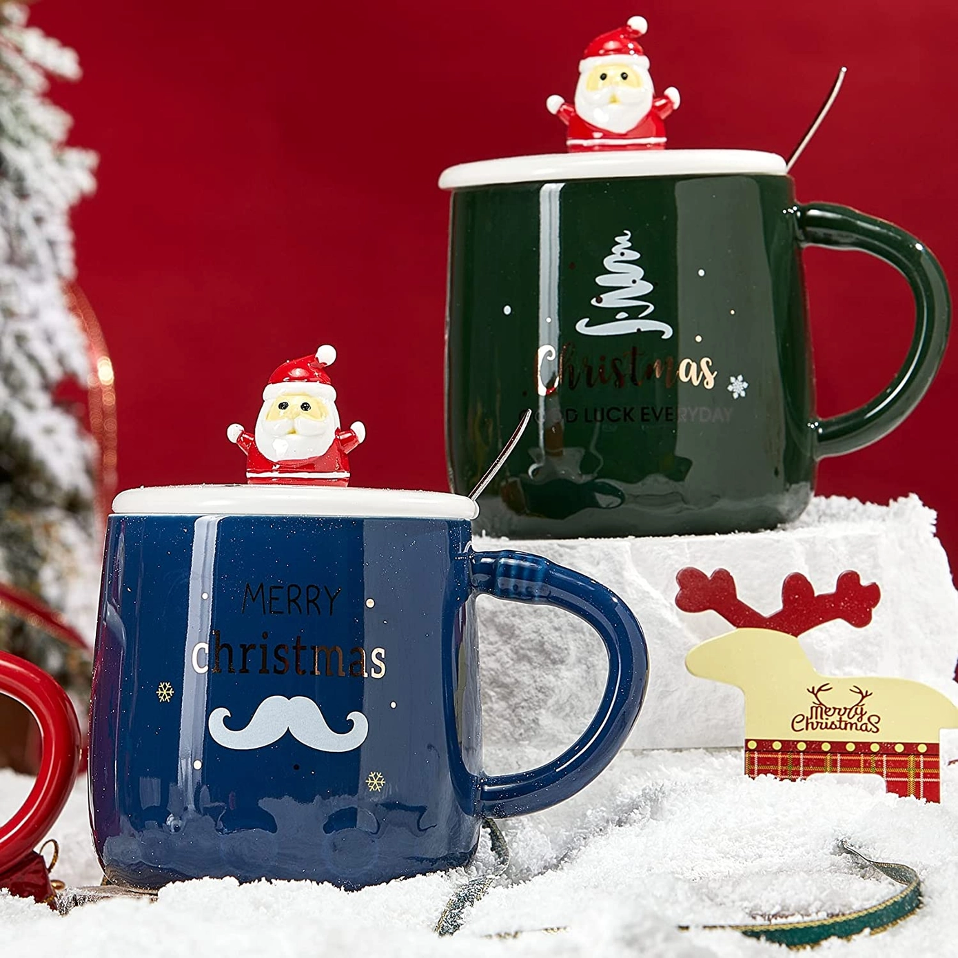 Holiday Mug with Santa Klaus Figure