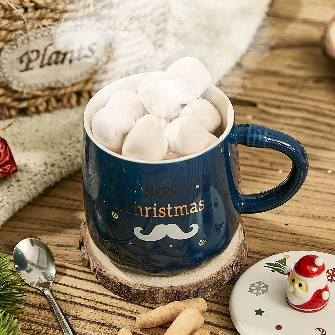 Holiday Mug with Santa Klaus Figure