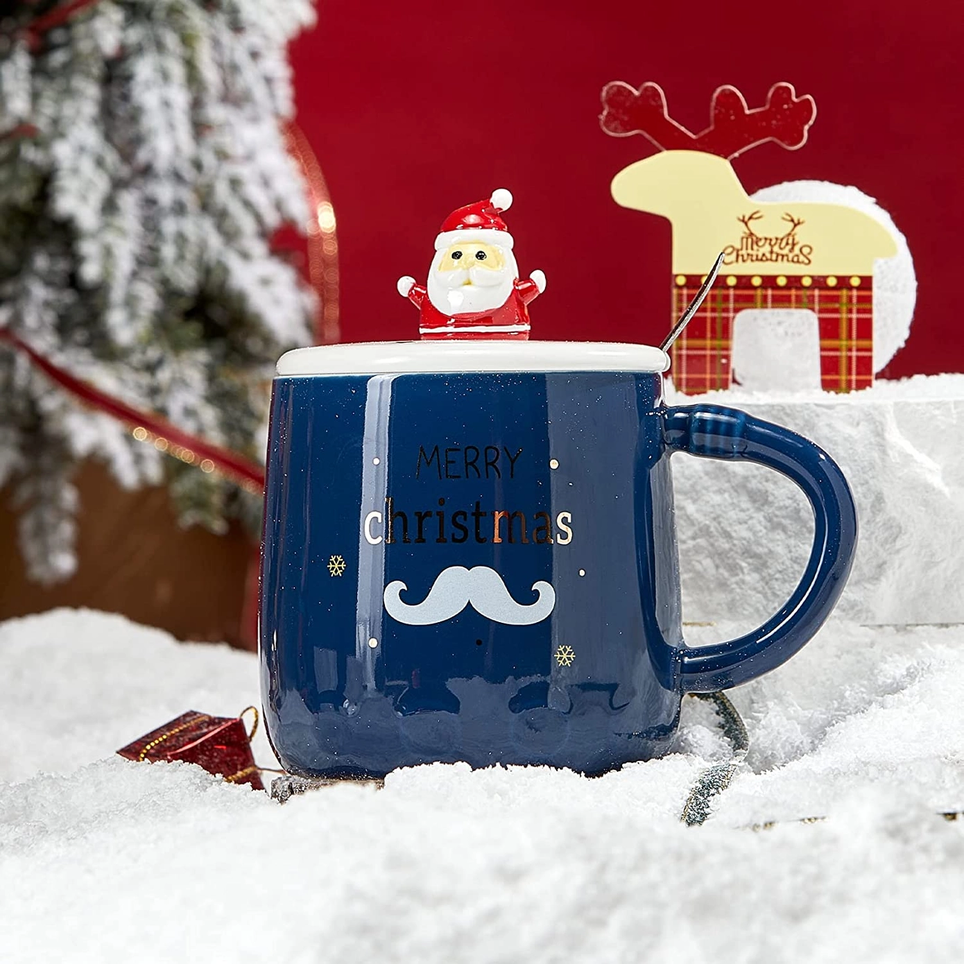 Holiday Mug with Santa Klaus Figure