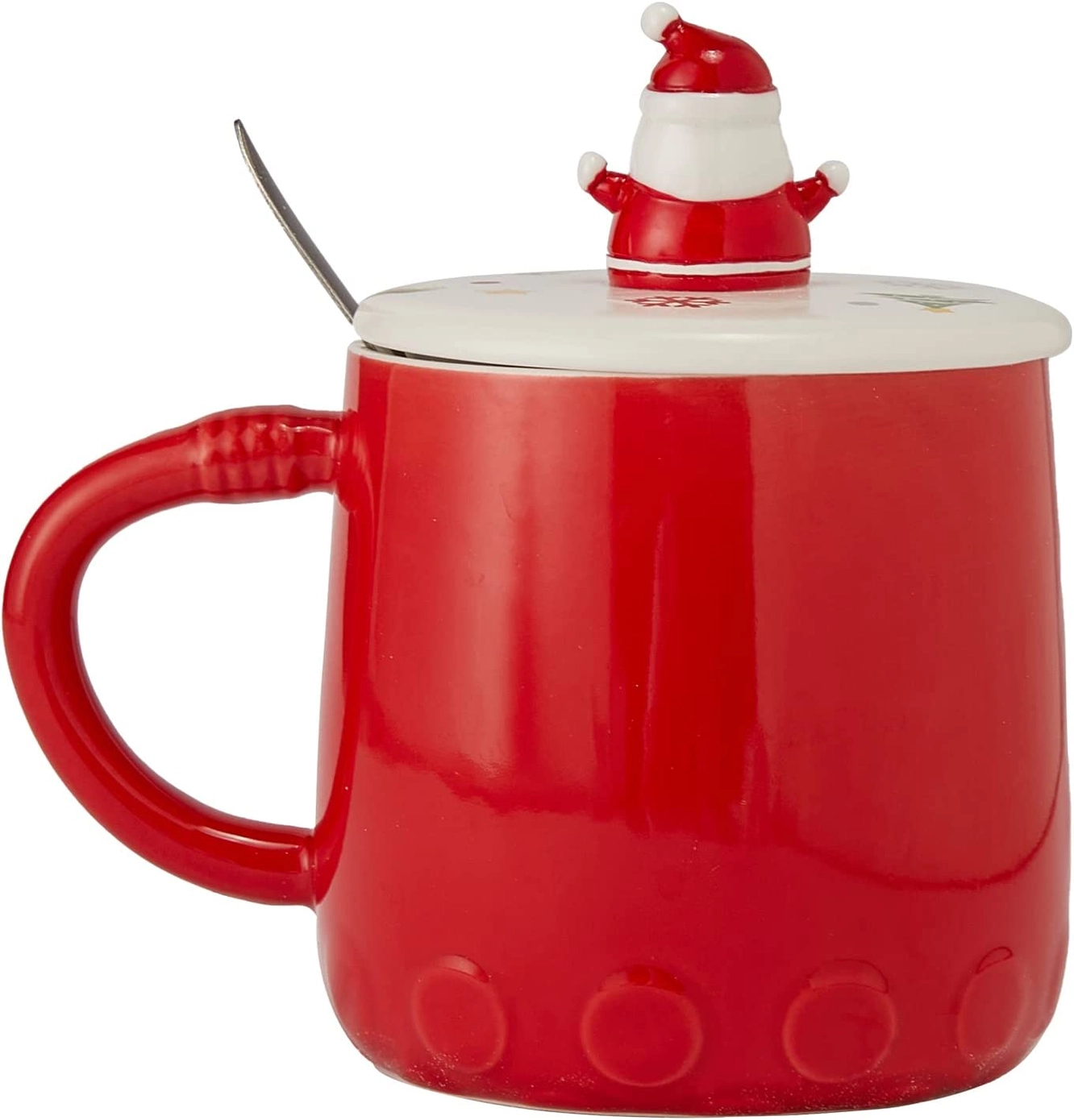 Holiday Red Mug with Santa Klaus Figure