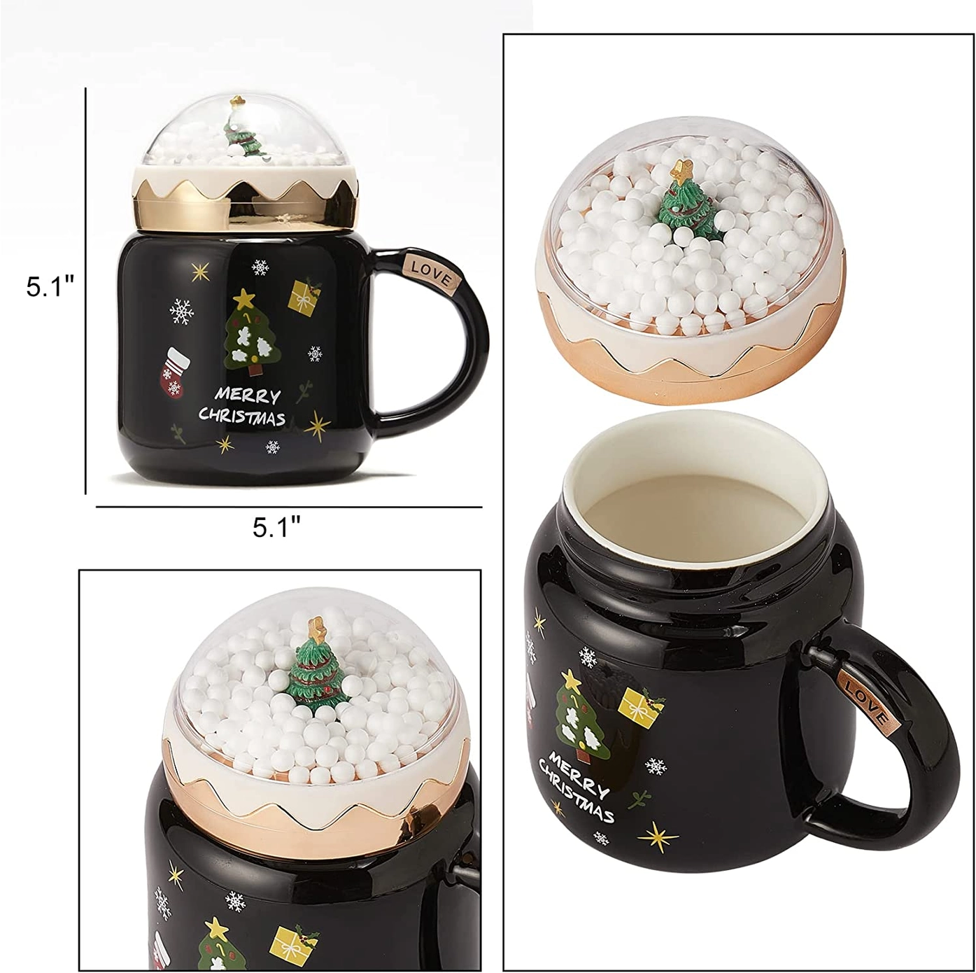 Snow Globe Mug with Lid