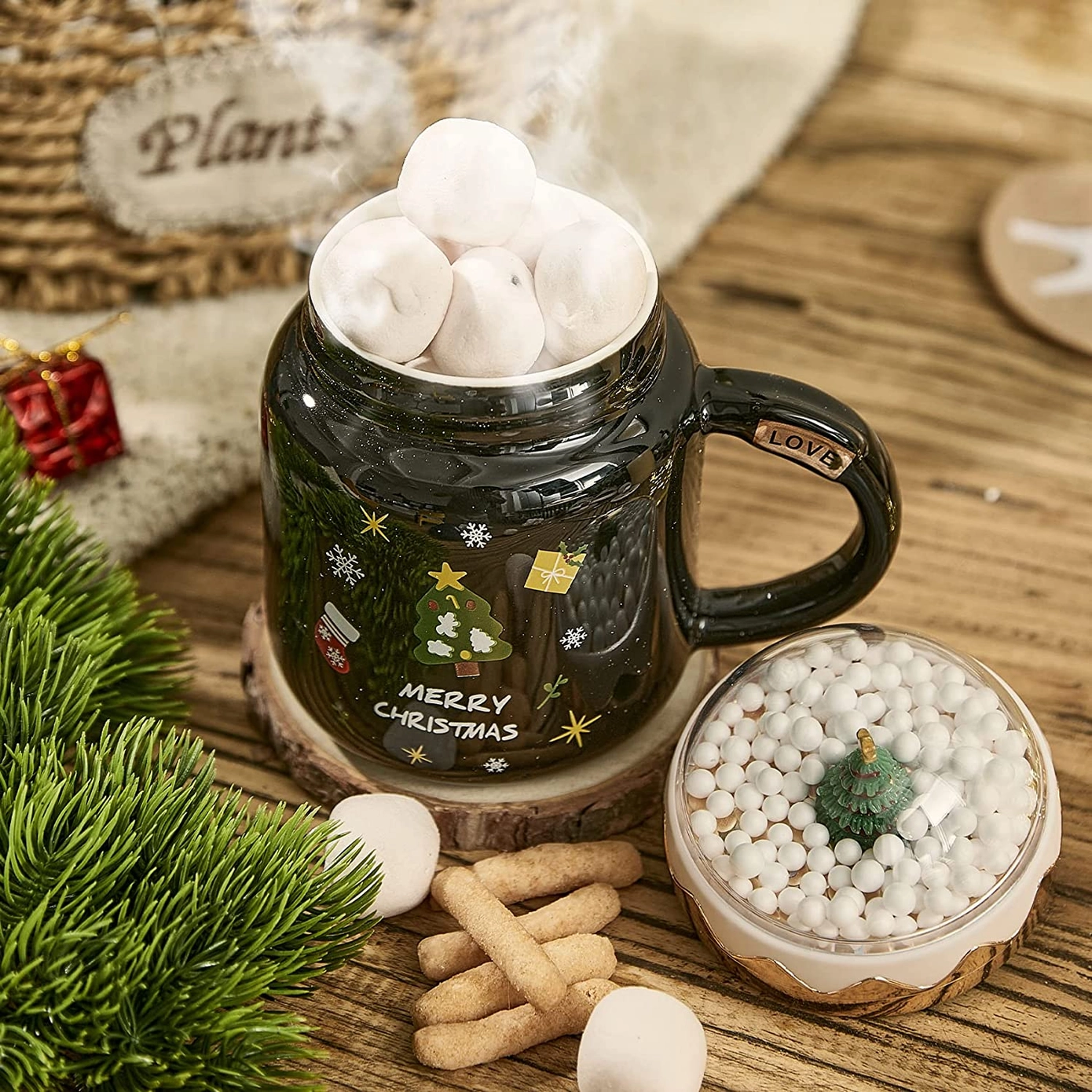 Snow Globe Mug with Lid