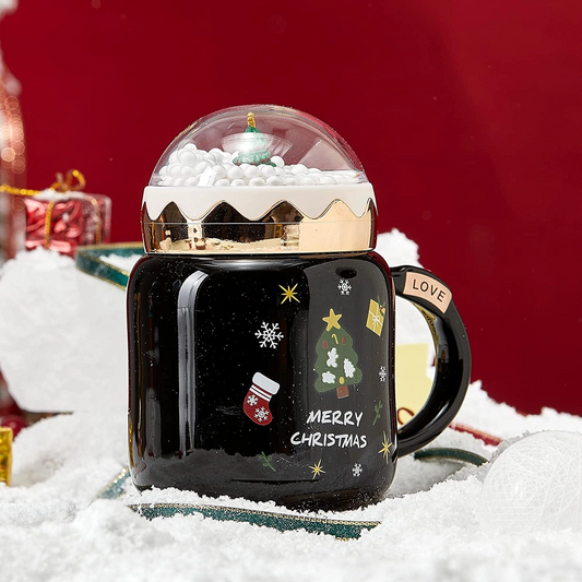 Snow Globe Mug with Lid