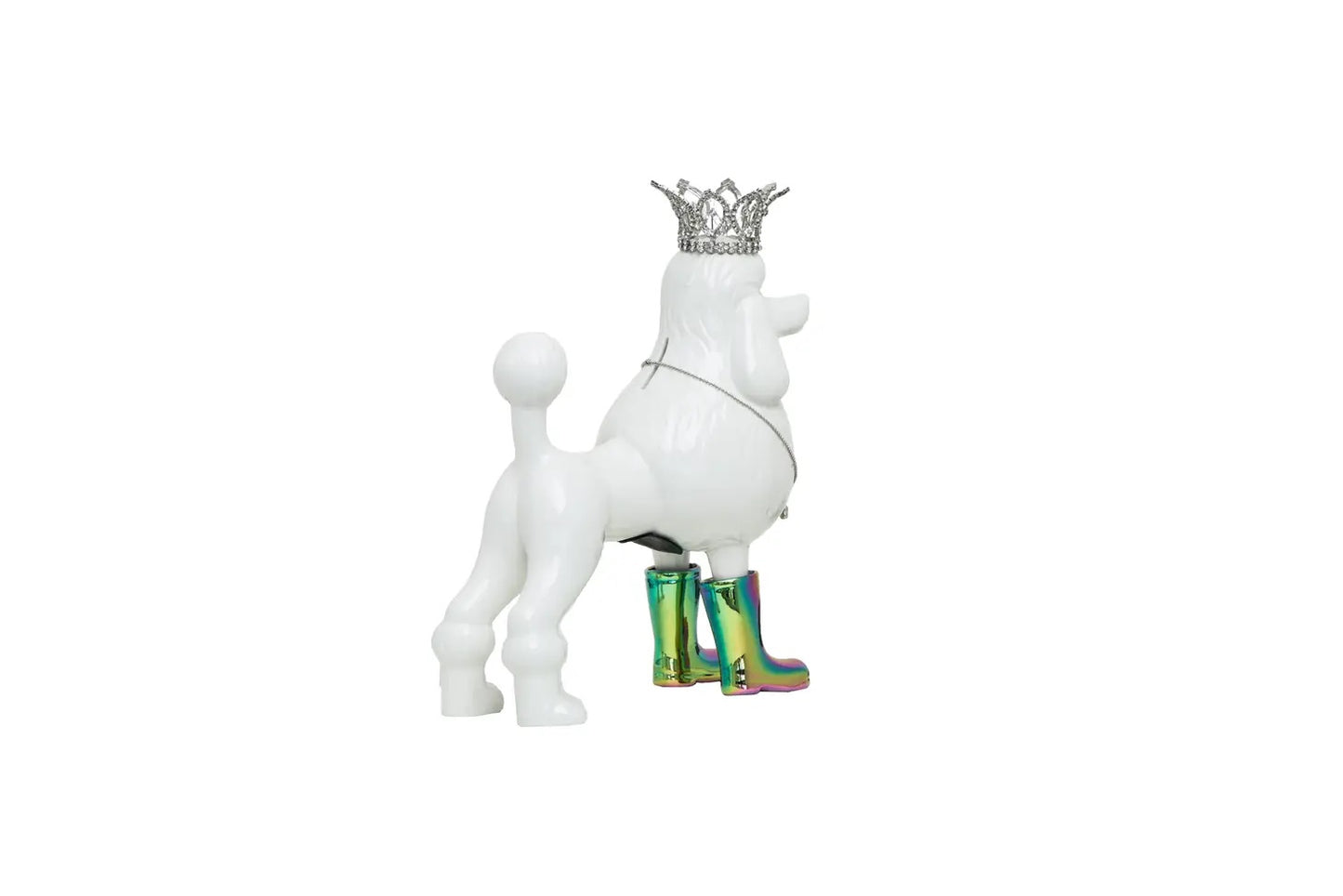 Poodle With Rainbow Rain Boots and Crown Money Bank