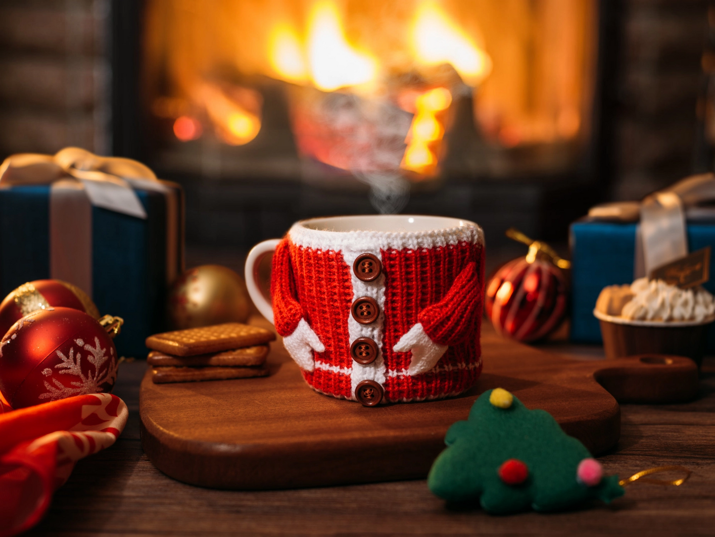 Sweater Mug With Winter Red & White Gloves