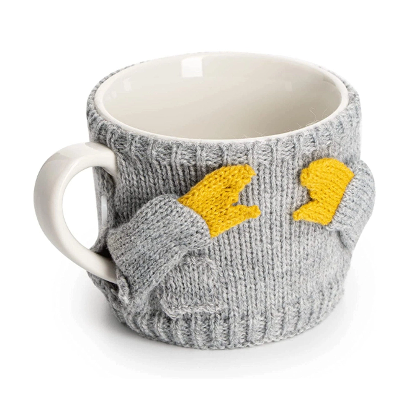 Sweater Mug With Winter Yellow Gloves