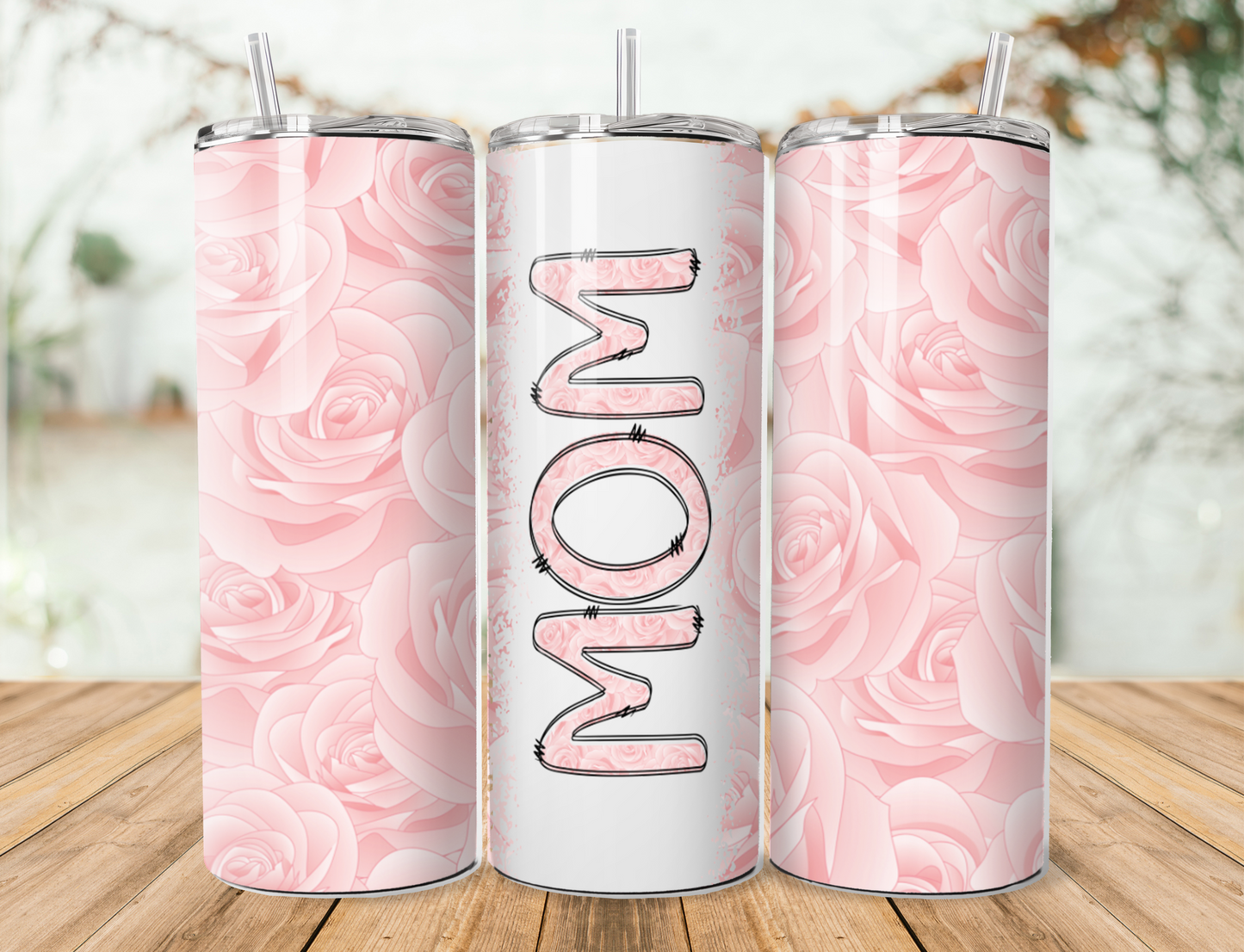 Pink Roses Mom Tumbler