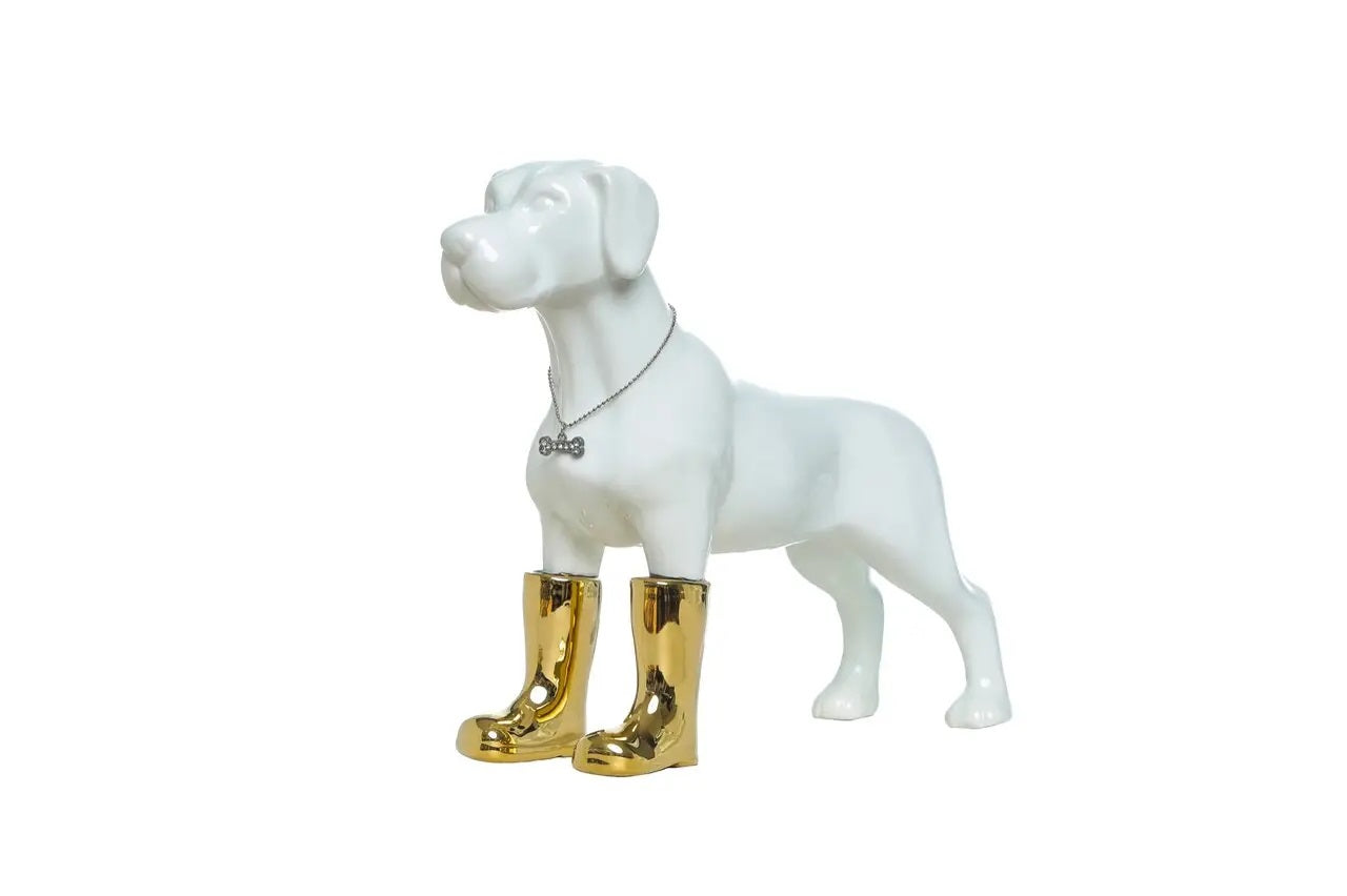 Dog With Gold Boots Money Bank